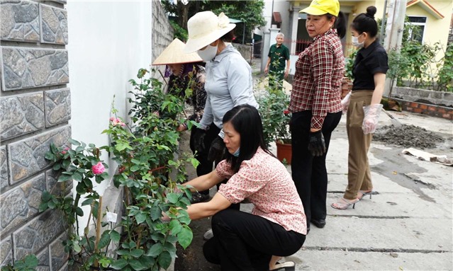 Hội phụ nữ phường Cẩm Sơn ra quân hưởng ứng trồng cây hoa hồng