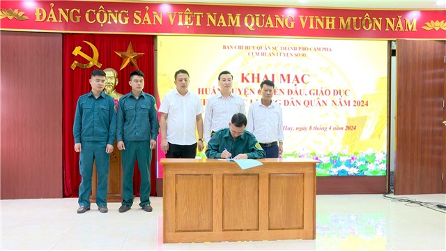 Cụm số 1 khai mạc huấn luyện lực lượng dân quân năm 2024