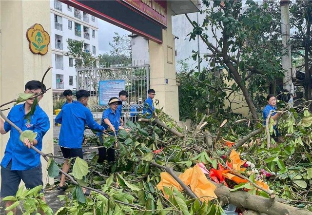 Đoàn Thanh niên Than Mông Dương xung kích tham gia khắc phục hậu quả cơn bão số 3 (Yagi)